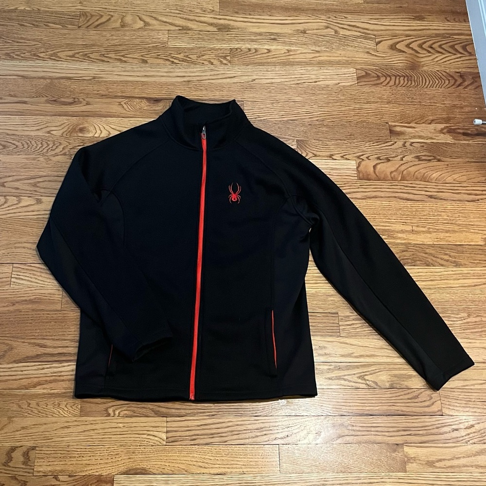 Spyder men’s constant fleece jacket black red size large